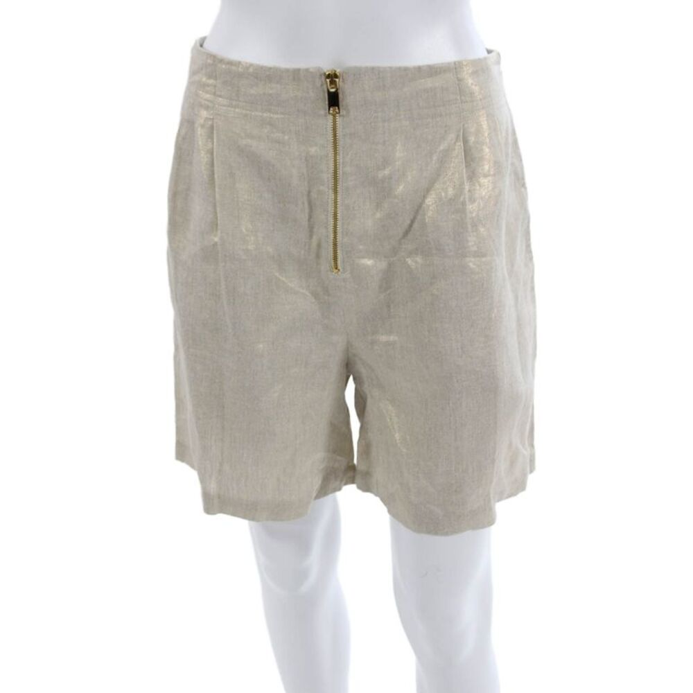 Nonchalant Label Womens Bermuda Shorts Beige Linen Size S